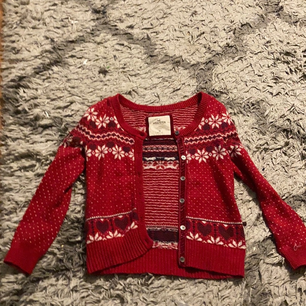 Hollister red cardigan sweater